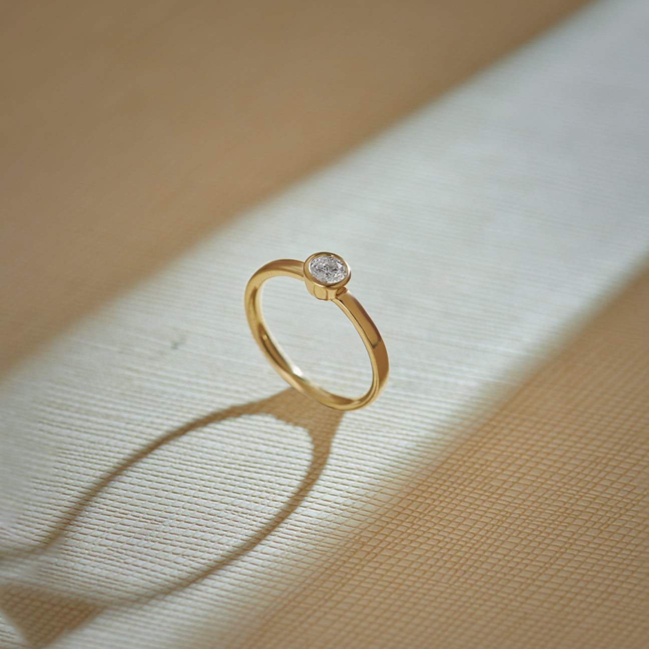 Bezel Solitaire Ring, 14K Solid Gold, 1/3 ct Lab Grown Diamond-1