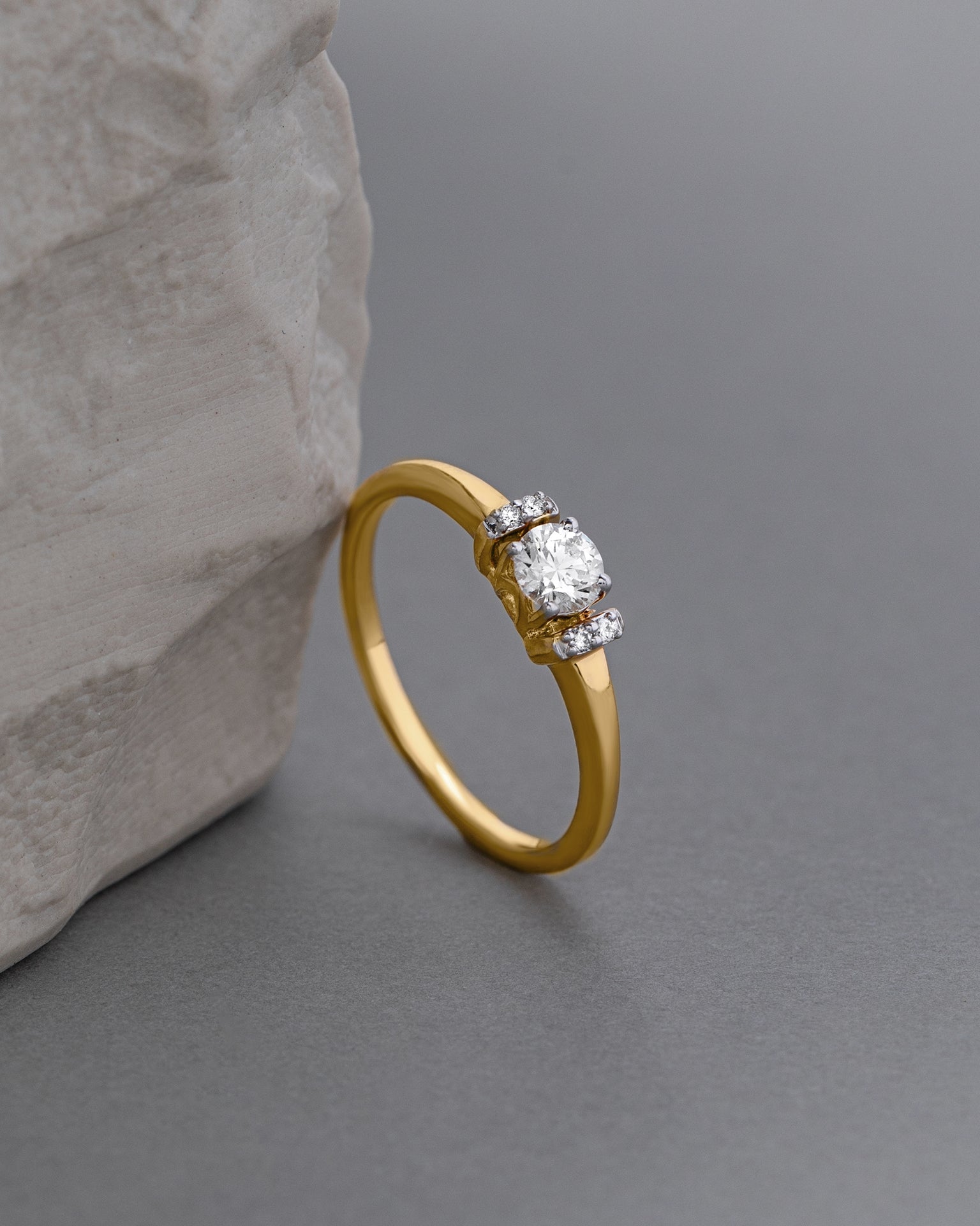 Bar Solitaire Ring, 14K Solid Gold, 1/3 ct Lab Grown Diamond-6