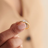 Bar Solitaire Ring, 14K Solid Gold, 1/3 ct Lab Grown Diamond-2