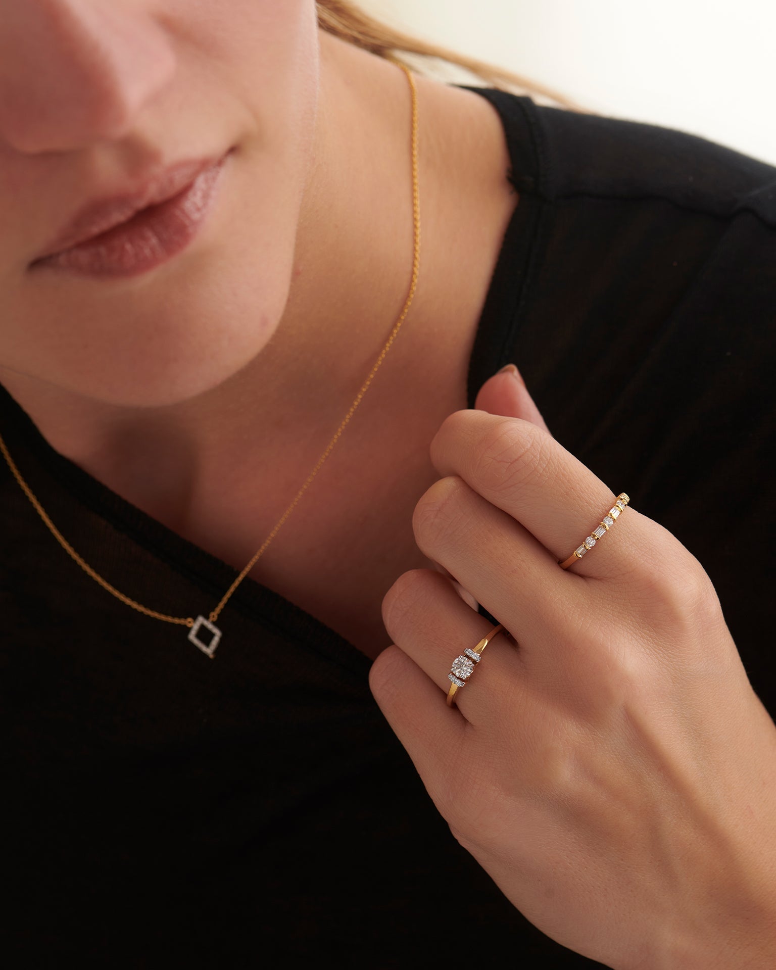 Bar Solitaire Ring, 14K Gold Vermeil, 1/3 ct Lab Grown Diamond-4