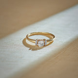 Bar Solitaire Ring, 14K Gold Vermeil, 1/3 ct Lab Grown Diamond-1