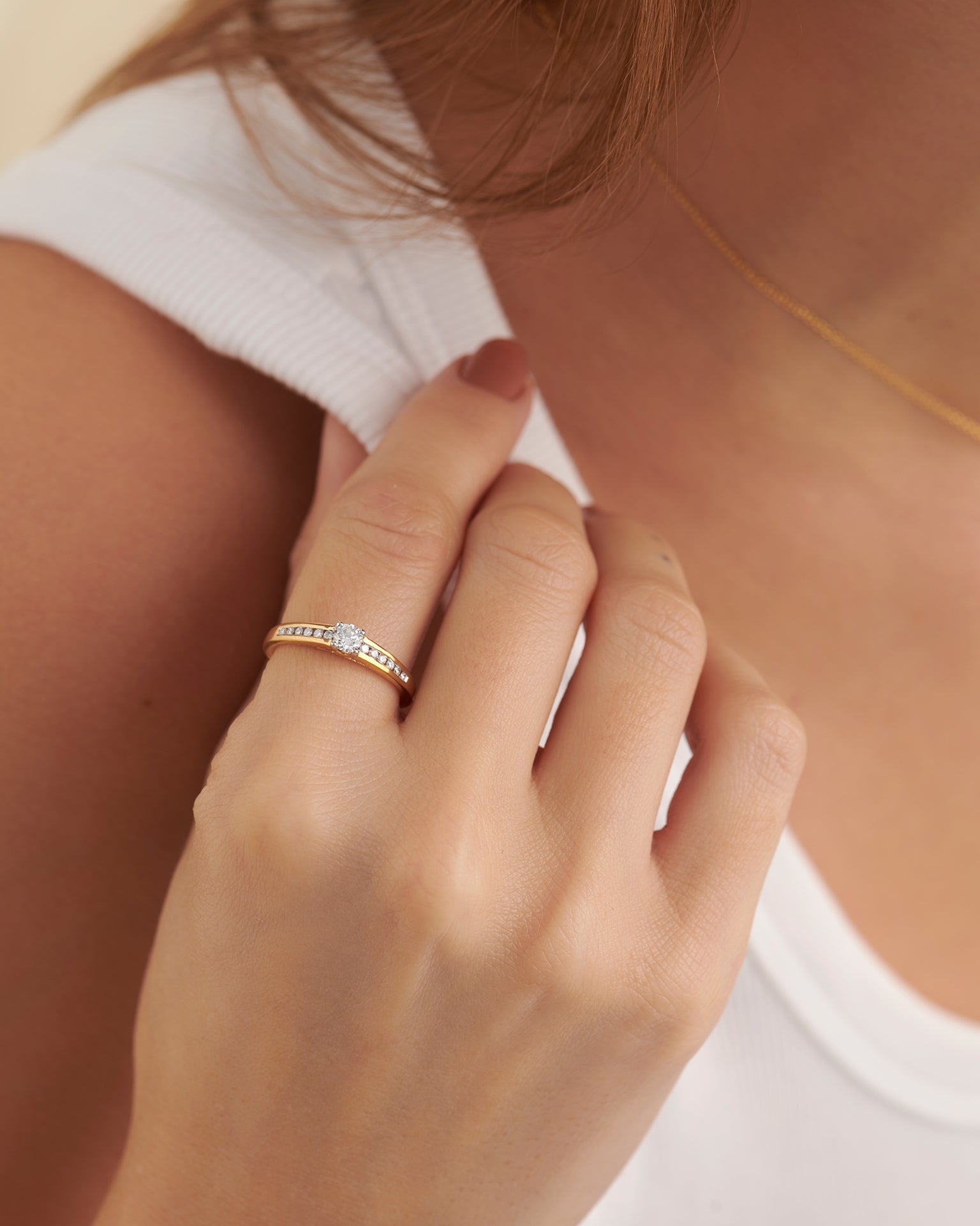 Chanel Solitaire Ring, 14K Gold Vermeil, 1/3 ct Lab Grown Diamond-2