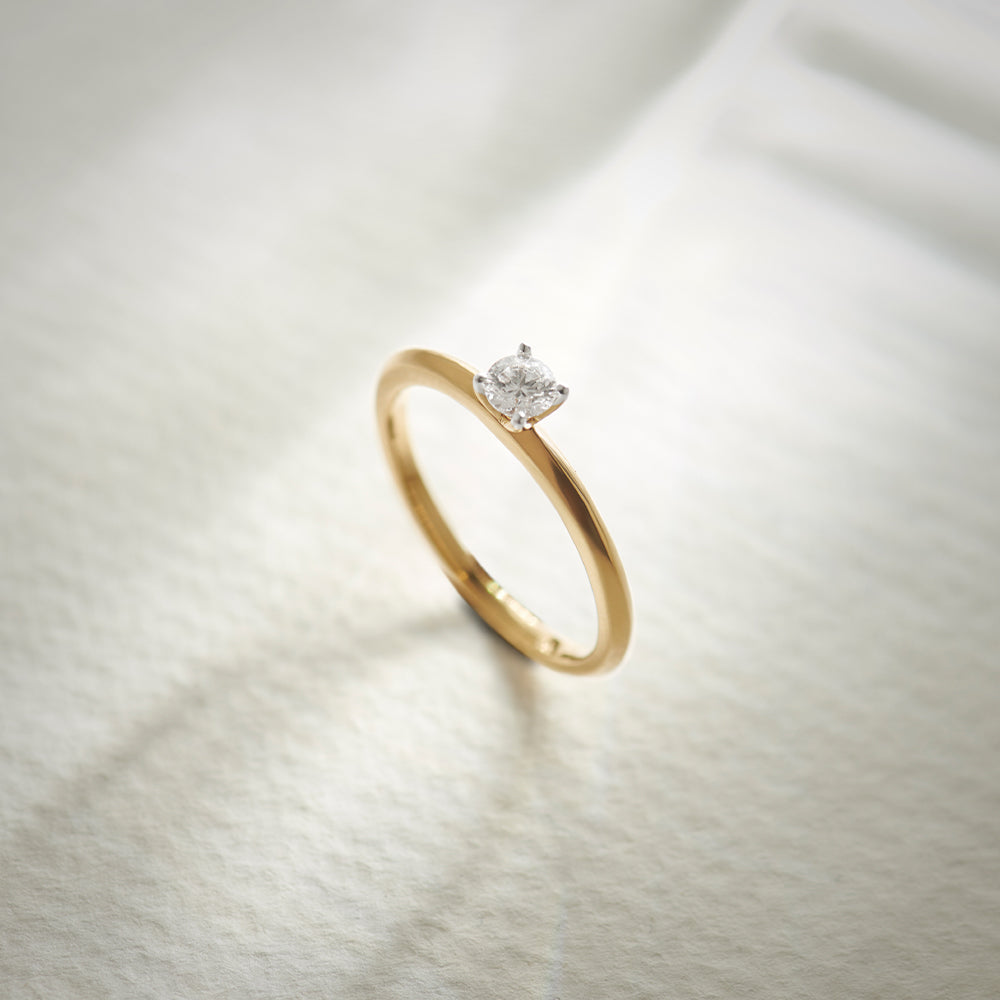 Chevron Solitaire Ring, 14K Solid Gold, 1/4 ct Lab Grown Diamond-1