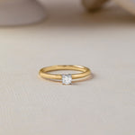 Chevron Solitaire Ring, 14K Gold Vermeil, 1/4 ct Lab Grown Diamond-5