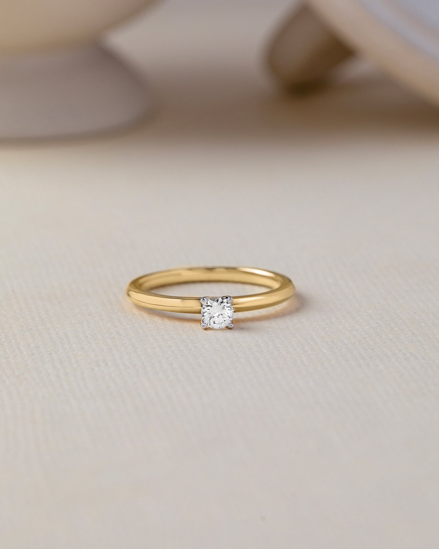 Chevron Solitaire Ring, 14K Gold Vermeil, 1/4 ct Lab Grown Diamond-5