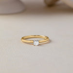Chevron Solitaire Ring, 14K Gold Vermeil, 1/4 ct Lab Grown Diamond-5