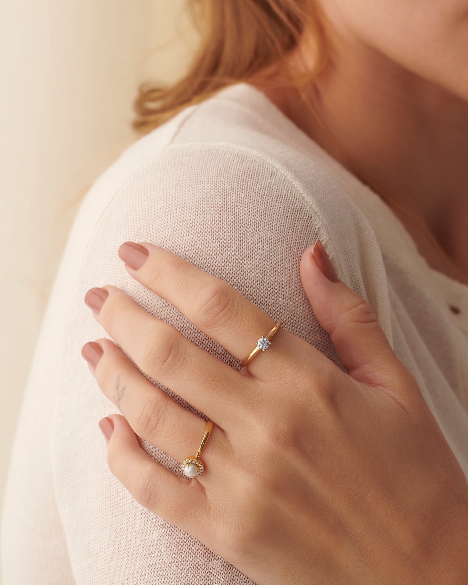 Chevron Solitaire Ring, 14K Solid Gold, 1/4 ct Lab Grown Diamond-4