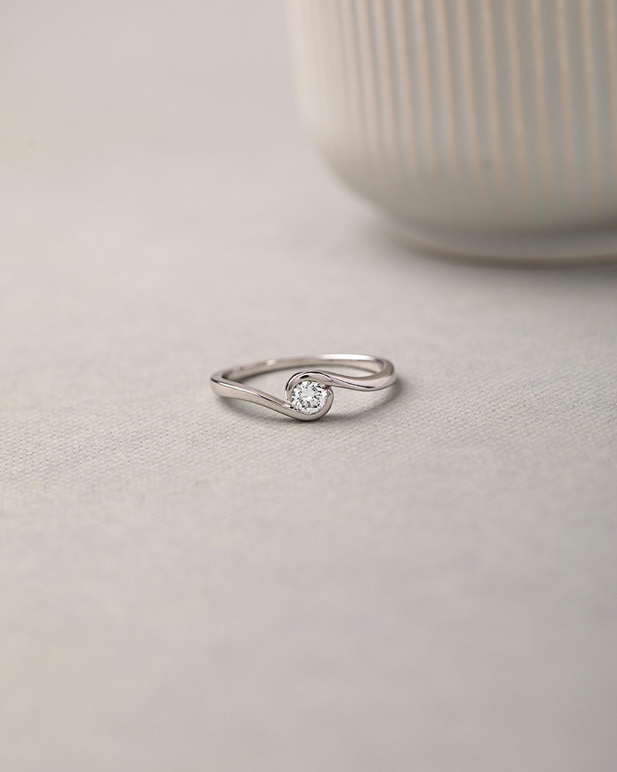 Classic Swirl Solitaire Ring, 10K Solid Gold, 1/5 ct Lab Grown Diamond-5