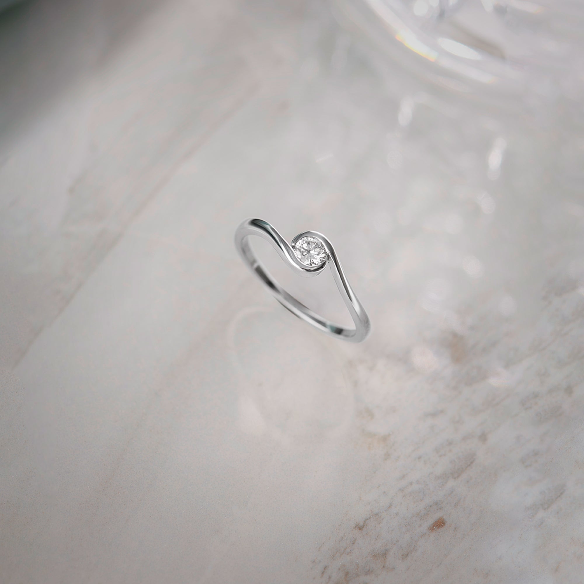 Classic Swirl Solitaire Ring, 10K Solid Gold, 1/5 ct Lab Grown Diamond-1