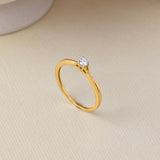 Twist Solitaire Ring, 14K Solid Gold, 1/10 ct Lab Grown Diamond-3