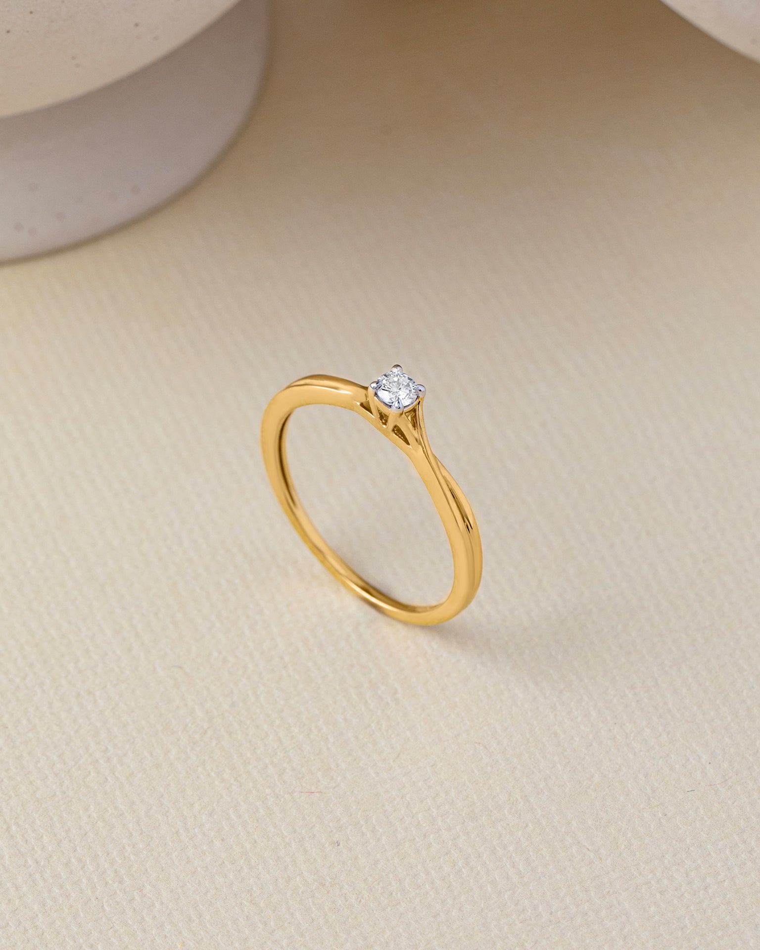 Twist Solitaire Ring, 14K Solid Gold, 1/10 ct Lab Grown Diamond-3