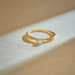 Twist Solitaire Ring, 14K Solid Gold, 1/10 ct Lab Grown Diamond-1