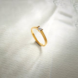 V Solitaire Ring, 14K Gold Vermeil, 1/5 ct Lab Grown Diamond-1