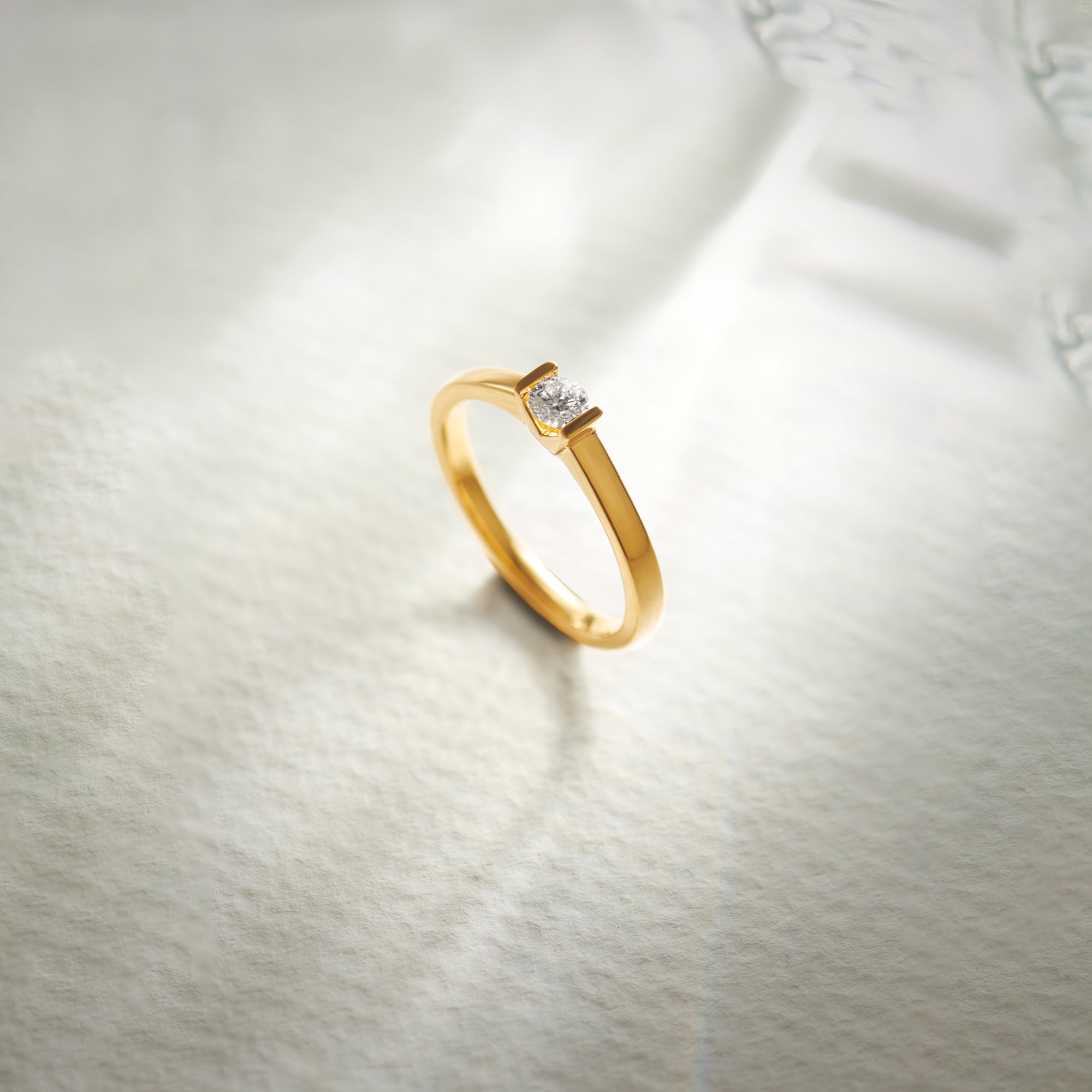 V Solitaire Ring, 14K Gold Vermeil, 1/5 ct Lab Grown Diamond-1