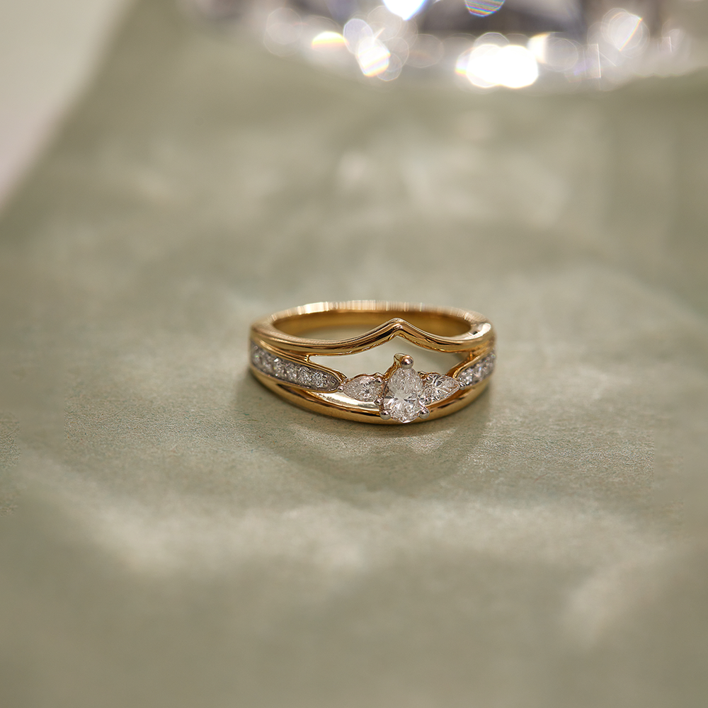 Crown Diamond Ring, 14K Gold Vermeil, 5/8 ct Lab Grown Diamond-1