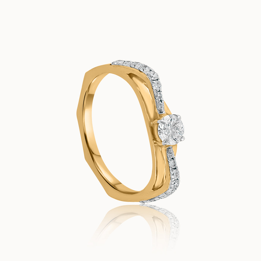 Minimal Solitaire Ring, 14K Solid Gold, 1/2 ct Lab Grown Diamond-3