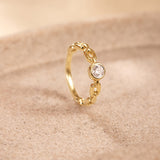 Classic Linked Solitaire Ring