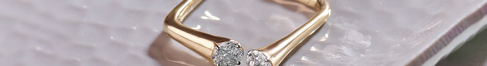 Square Front Open Band, 14K Gold Vermeil, 1/3 ct Lab Grown Diamond-1