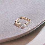 Square Front Open Band, 14K Gold Vermeil, 1/3 ct Lab Grown Diamond-1
