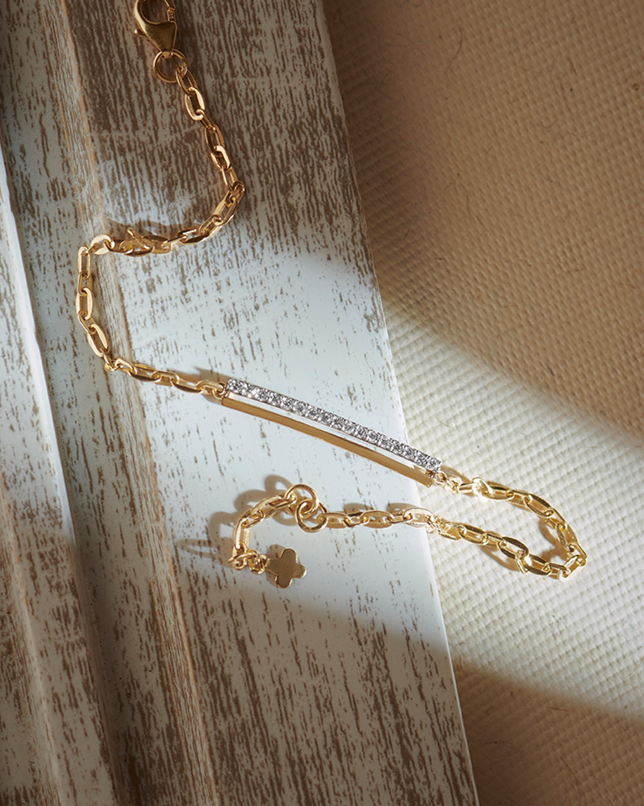 Bar Diamond Chain Bracelet, 14K Gold Vermeil, 1/5 ct Lab Grown Diamond-6