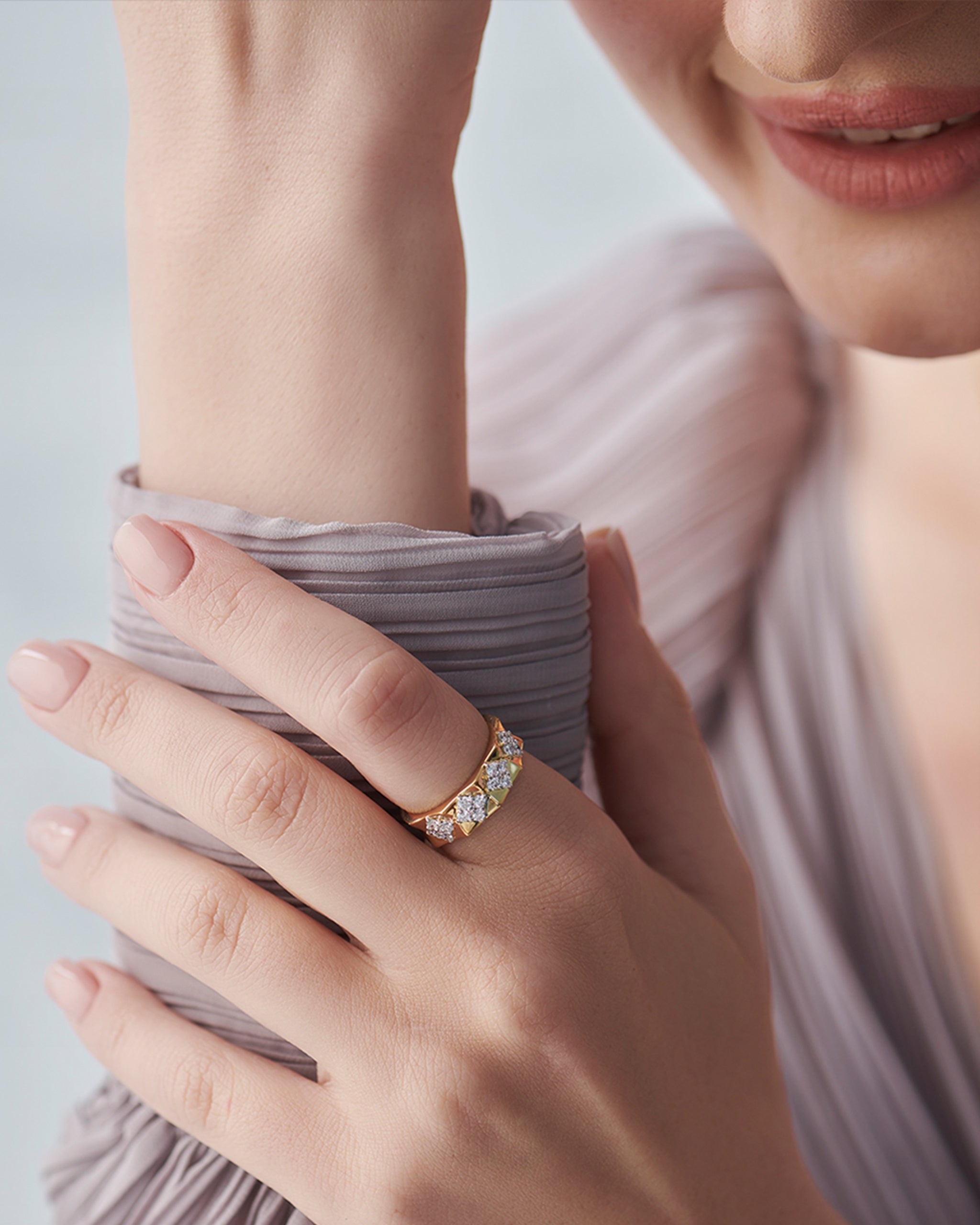 Statement Faceted Band, 14K Solid Gold, 1/2 ct Lab Grown Diamond-2