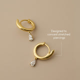 Diamond Drop Hoop Earrings