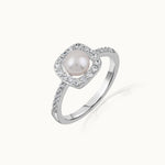Classic Cushion Pearl Diamond Ring, Sterling Silver, 1/3 ct Lab Grown Diamond-3