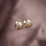 Disc Cluster Diamond Earrings, 14K Solid Gold, 1/10 ct Lab Grown Diamond-1