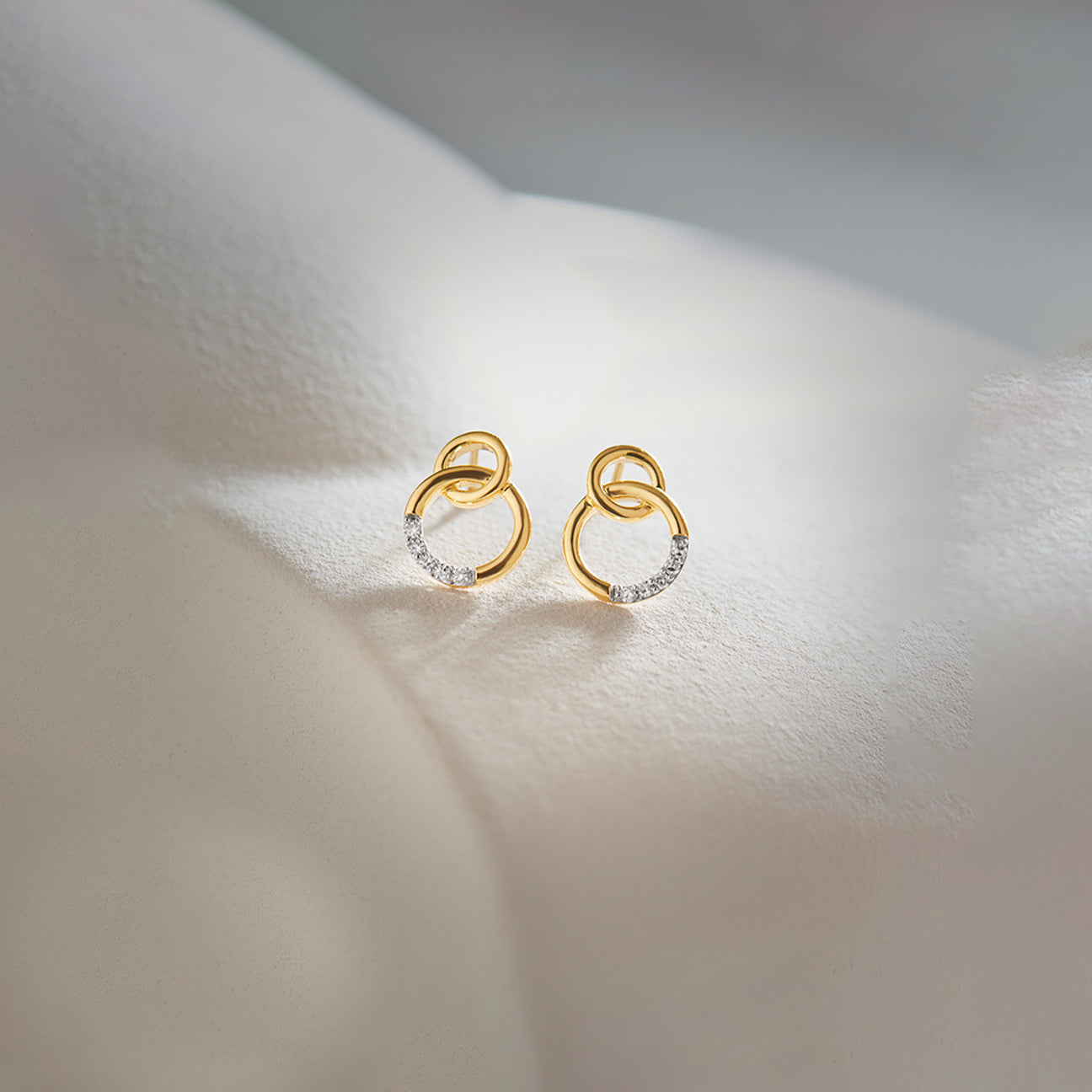 Interlinked Diamond Earrings, 14K Gold Vermeil, 1/20 ct Lab Grown Diamond-1