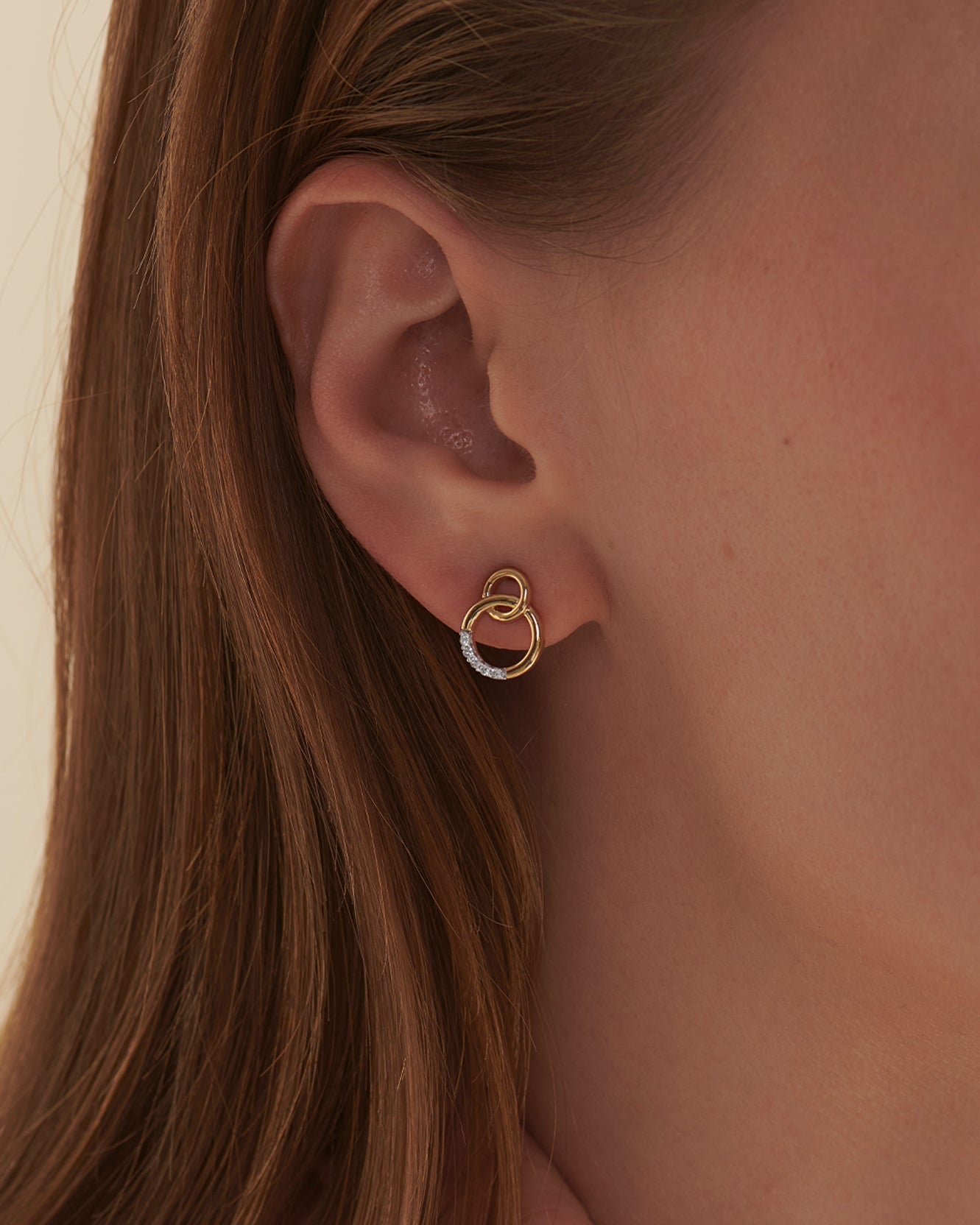 Interlinked Diamond Earrings, 14K Gold Vermeil, 1/20 ct Lab Grown Diamond-2