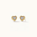 Rope Heart Diamond Earrings, 14K Solid Gold, 1/8 ct Lab Grown Diamond-3