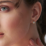 Rope Heart Diamond Earrings, 14K Solid Gold, 1/8 ct Lab Grown Diamond-2