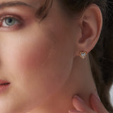 Rope Heart Diamond Earrings, 14K Solid Gold, 1/8 ct Lab Grown Diamond-2
