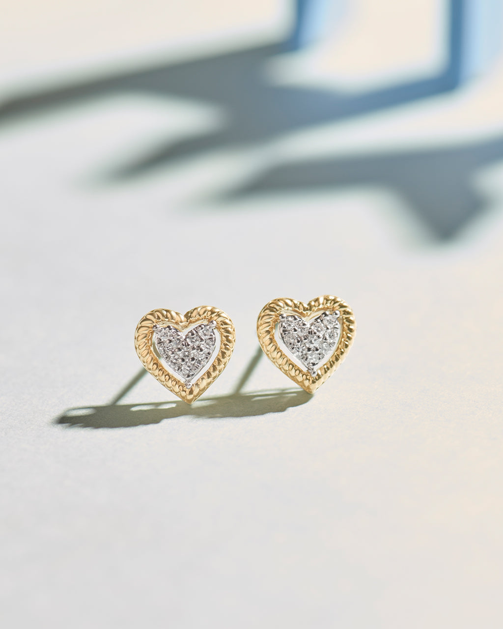 Rope Heart Diamond Earrings, 14K Solid Gold, 1/8 ct Lab Grown Diamond-4