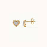 Rope Heart Diamond Earrings, 14K Solid Gold, 1/8 ct Lab Grown Diamond-5