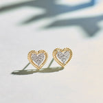 Rope Heart Diamond Earrings, 14K Gold Vermeil, 1/8 ct Lab Grown Diamond-4