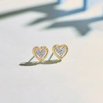 Rope Heart Diamond Earrings, 14K Solid Gold, 1/8 ct Lab Grown Diamond-1