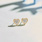 Rope Heart Diamond Earrings, 14K Gold Vermeil, 1/8 ct Lab Grown Diamond-1