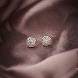 Round Cluster Dainty Diamond Earrings, 14K Gold Vermeil, 1/2 ct Lab Grown Diamond-1