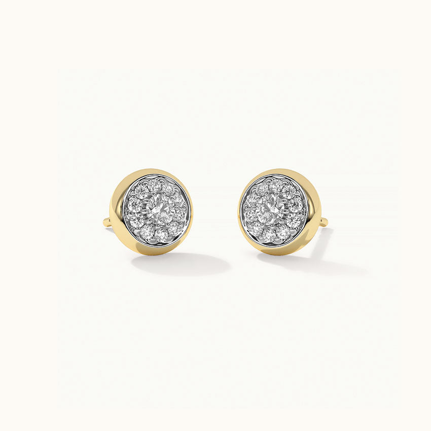 Round Cluster Dainty Diamond Earrings, 14K Gold Vermeil, 1/2 ct Lab Grown Diamond-4