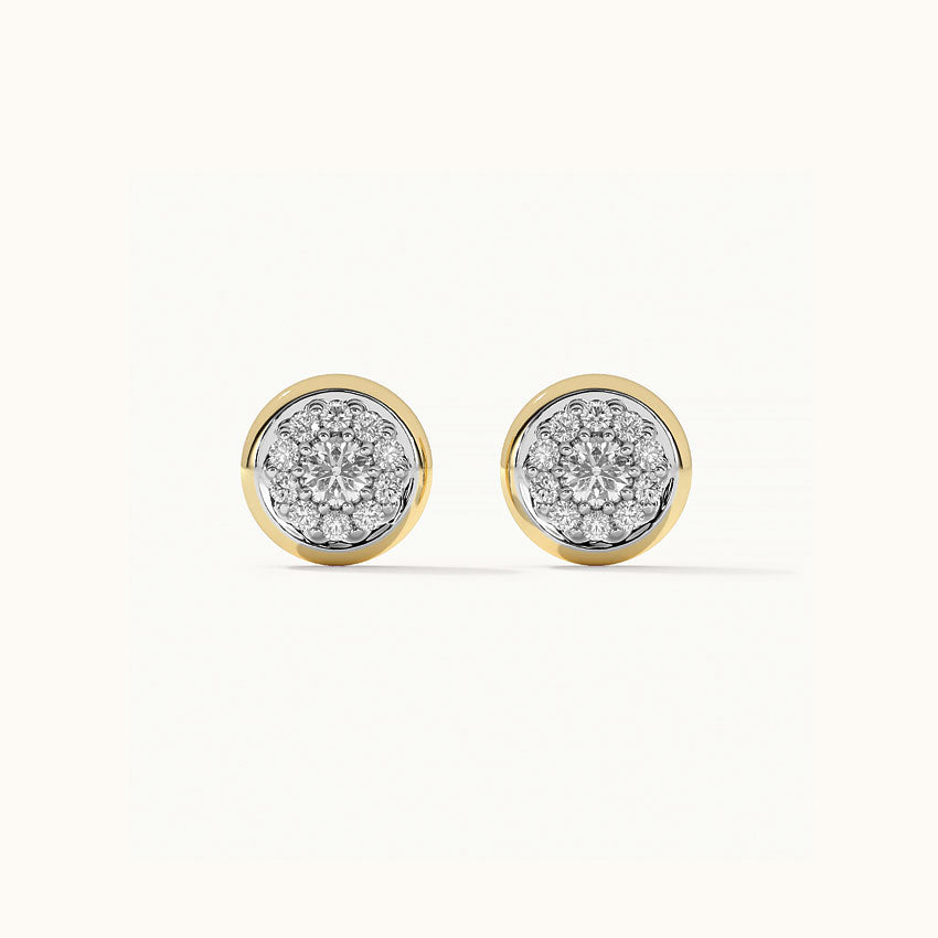 Round Cluster Dainty Diamond Earrings, 14K Gold Vermeil, 1/2 ct Lab Grown Diamond-6