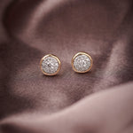 Round Cluster Dainty Diamond Earrings, 14K Gold Vermeil, 1/2 ct Lab Grown Diamond-3