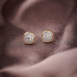 Round Cluster Dainty Diamond Earrings, 14K Gold Vermeil, 1/2 ct Lab Grown Diamond-3