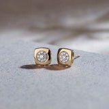 Classic Dome Cluster Diamond Earrings, 14K Gold Vermeil, 1/5 ct Lab Grown Diamond-6