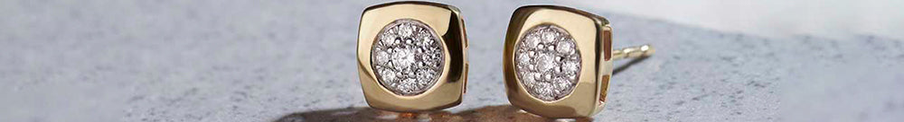Classic Dome Cluster Diamond Earrings, 14K Gold Vermeil, 1/5 ct Lab Grown Diamond-1