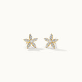 Floral Petite Diamond Earrings, 14K Solid Gold, 1/4 ct Lab Grown Diamond-3