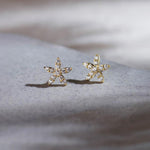 Floral Petite Diamond Earrings, 14K Gold Vermeil, 1/4 ct Lab Grown Diamond-6