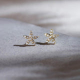 Floral Petite Diamond Earrings, 14K Gold Vermeil, 1/4 ct Lab Grown Diamond-6