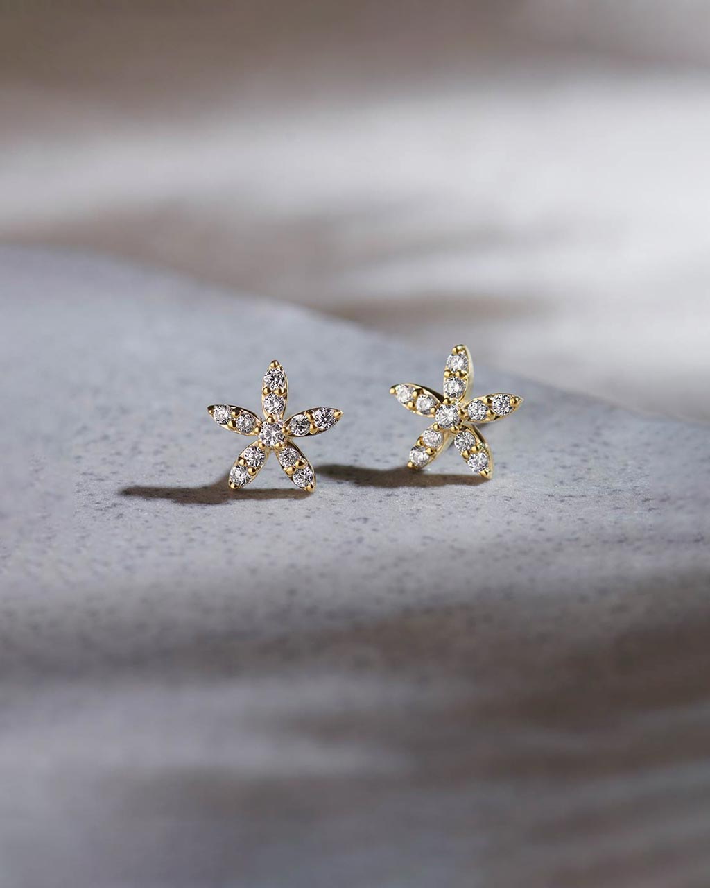 Floral Petite Diamond Earrings, 14K Solid Gold, 1/4 ct Lab Grown Diamond-6
