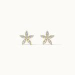 Floral Petite Diamond Earrings, 14K Solid Gold, 1/4 ct Lab Grown Diamond-7